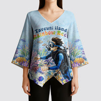 Fiji Taveuni Rainbow Reef Kimono Sleeve Blouse Scuba Diver Vibrant Undersea Coral Garden Watercolor TS04 - Polynesian Pride
