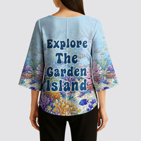 Fiji Taveuni Rainbow Reef Kimono Sleeve Blouse Scuba Diver Vibrant Undersea Coral Garden Watercolor TS04 - Polynesian Pride