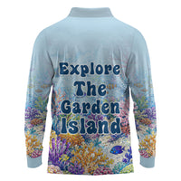 Fiji Taveuni Rainbow Reef Long Sleeve Polo Shirt Scuba Diver Vibrant Undersea Coral Garden Watercolor TS04 - Polynesian Pride