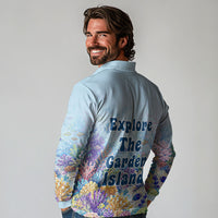 Fiji Taveuni Rainbow Reef Long Sleeve Polo Shirt Scuba Diver Vibrant Undersea Coral Garden Watercolor TS04 - Polynesian Pride