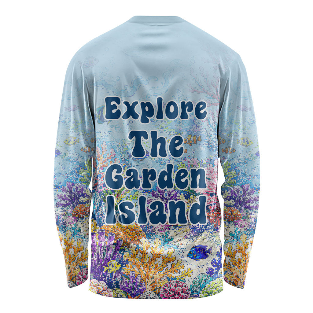 Fiji Taveuni Rainbow Reef Long Sleeve Shirt Scuba Diver Vibrant Undersea Coral Garden Watercolor TS04 - Polynesian Pride