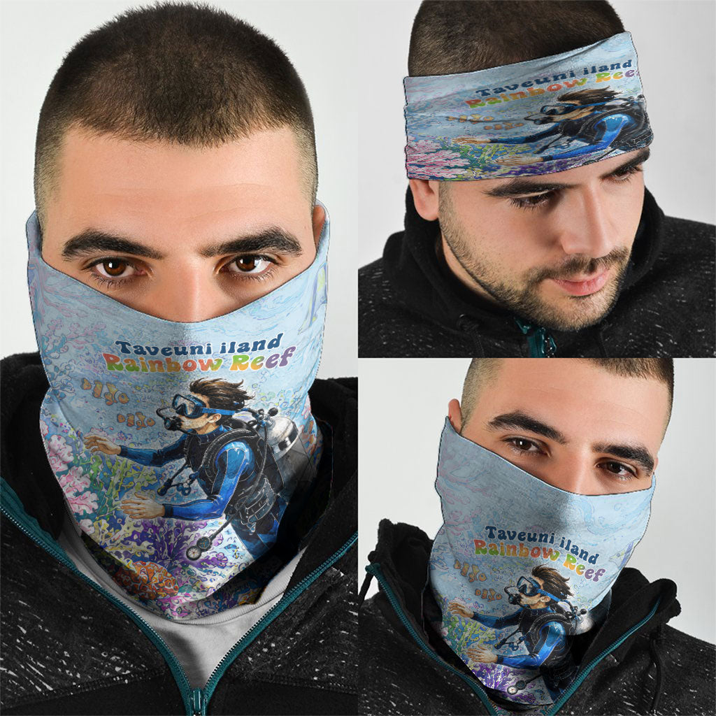 Fiji Taveuni Rainbow Reef Neck Gaiter Scuba Diver Vibrant Undersea Coral Garden Watercolor TS04 - Polynesian Pride