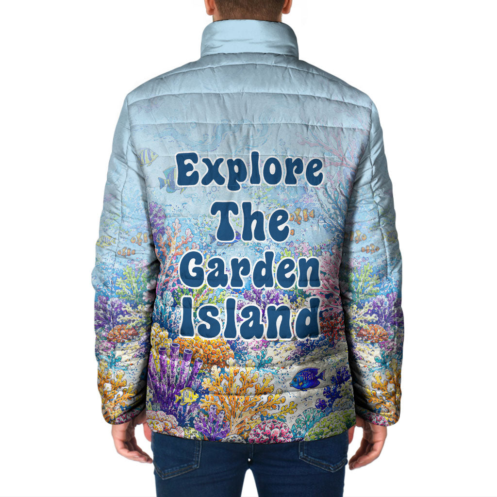 Fiji Taveuni Rainbow Reef Padded Jacket Scuba Diver Vibrant Undersea Coral Garden Watercolor TS04 - Polynesian Pride