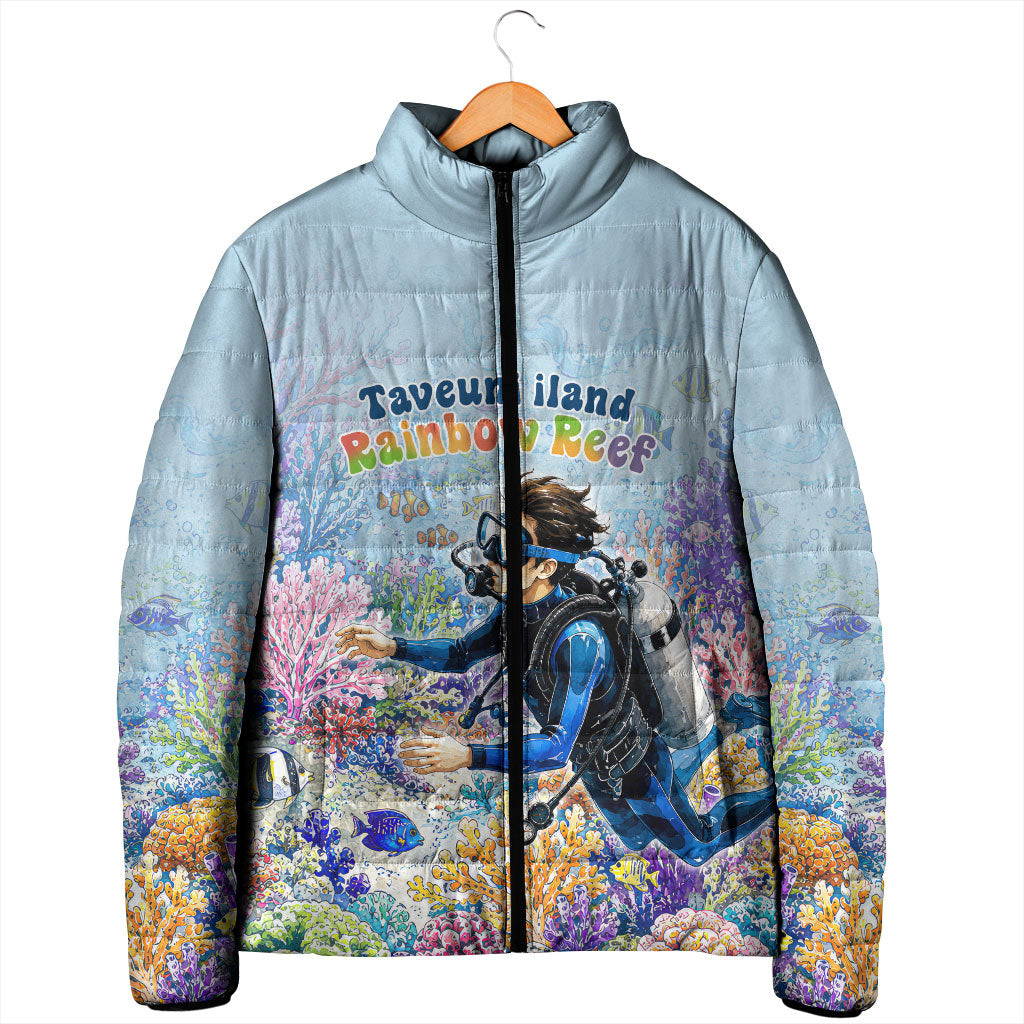 Fiji Taveuni Rainbow Reef Padded Jacket Scuba Diver Vibrant Undersea Coral Garden Watercolor TS04 - Polynesian Pride