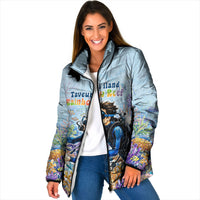 Fiji Taveuni Rainbow Reef Padded Jacket Scuba Diver Vibrant Undersea Coral Garden Watercolor TS04 Women Blue - Polynesian Pride
