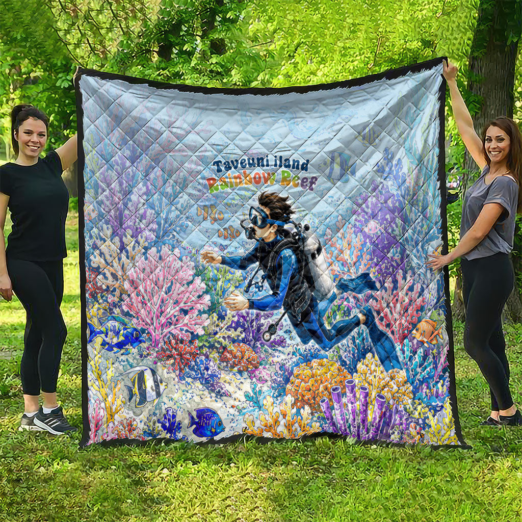 Fiji Taveuni Rainbow Reef Quilt Scuba Diver Vibrant Undersea Coral Garden Watercolor TS04 - Polynesian Pride