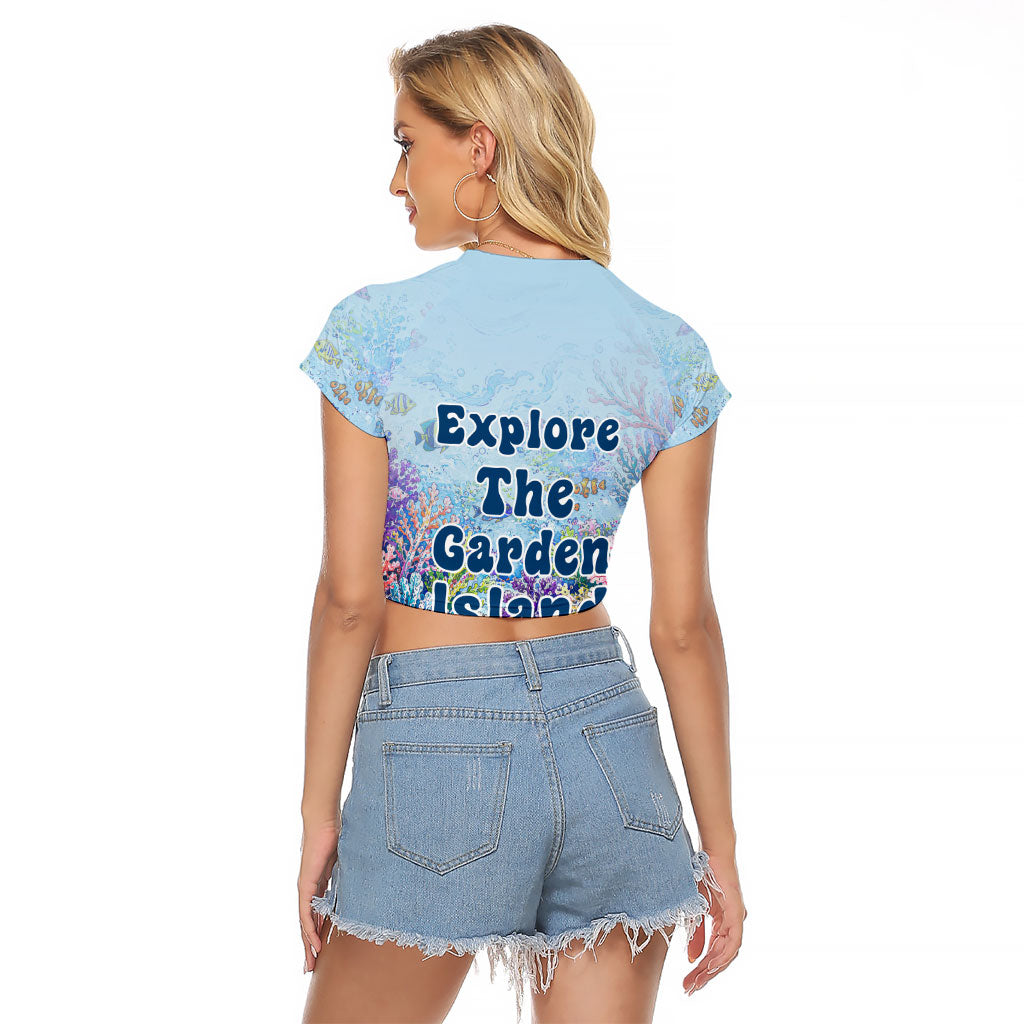 Fiji Taveuni Rainbow Reef Raglan Cropped T Shirt Scuba Diver Vibrant Undersea Coral Garden Watercolor TS04 - Polynesian Pride