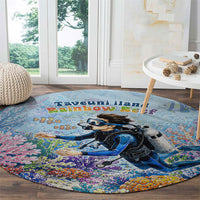 Fiji Taveuni Rainbow Reef Round Carpet Scuba Diver Vibrant Undersea Coral Garden Watercolor TS04 - Polynesian Pride
