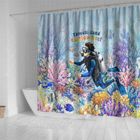Fiji Taveuni Rainbow Reef Shower Curtain Scuba Diver Vibrant Undersea Coral Garden Watercolor TS04 - Polynesian Pride