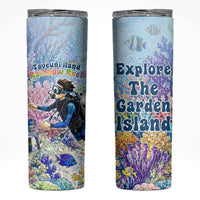 Fiji Taveuni Rainbow Reef Skinny Tumbler Scuba Diver Vibrant Undersea Coral Garden Watercolor TS04 Blue - Polynesian Pride