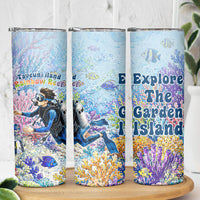 Fiji Taveuni Rainbow Reef Skinny Tumbler Scuba Diver Vibrant Undersea Coral Garden Watercolor TS04 - Polynesian Pride