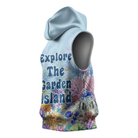 Fiji Taveuni Rainbow Reef Sleeveless Hoodie Scuba Diver Vibrant Undersea Coral Garden Watercolor TS04 - Polynesian Pride
