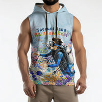 Fiji Taveuni Rainbow Reef Sleeveless Hoodie Scuba Diver Vibrant Undersea Coral Garden Watercolor TS04 - Polynesian Pride