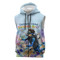 Fiji Taveuni Rainbow Reef Sleeveless Zip Hoodie Scuba Diver Vibrant Undersea Coral Garden Watercolor TS04 Blue - Polynesian Pride