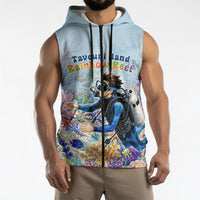 Fiji Taveuni Rainbow Reef Sleeveless Zip Hoodie Scuba Diver Vibrant Undersea Coral Garden Watercolor TS04 - Polynesian Pride
