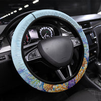 Fiji Taveuni Rainbow Reef Steering Wheel Cover Scuba Diver Vibrant Undersea Coral Garden Watercolor TS04 Universal Fit Blue - Polynesian Pride
