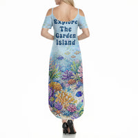 Fiji Taveuni Rainbow Reef Summer Maxi Dress Scuba Diver Vibrant Undersea Coral Garden Watercolor TS04 - Polynesian Pride