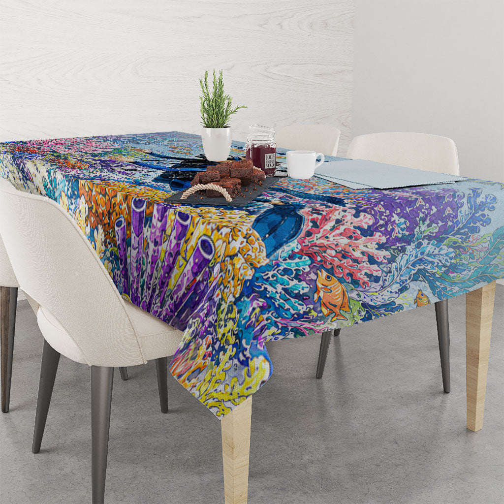 Fiji Taveuni Rainbow Reef Tablecloth Scuba Diver Vibrant Undersea Coral Garden Watercolor TS04 - Polynesian Pride