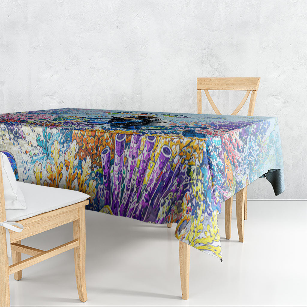 Fiji Taveuni Rainbow Reef Tablecloth Scuba Diver Vibrant Undersea Coral Garden Watercolor TS04 - Polynesian Pride