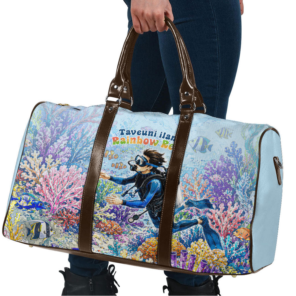 Fiji Taveuni Rainbow Reef Travel Bag Scuba Diver Vibrant Undersea Coral Garden Watercolor TS04 - Polynesian Pride