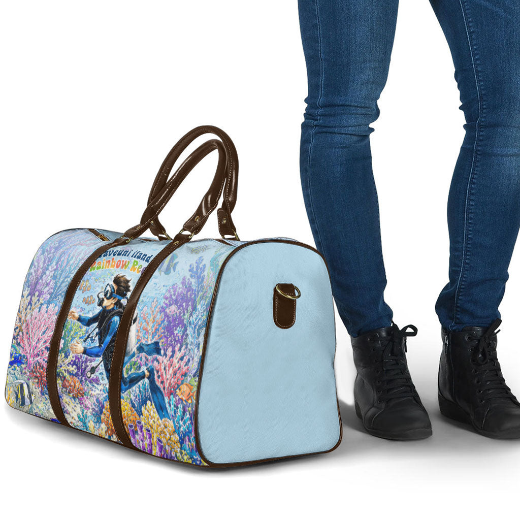 Fiji Taveuni Rainbow Reef Travel Bag Scuba Diver Vibrant Undersea Coral Garden Watercolor TS04 - Polynesian Pride