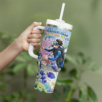 Fiji Taveuni Rainbow Reef Tumbler With Handle Scuba Diver Vibrant Undersea Coral Garden Watercolor TS04 - Polynesian Pride