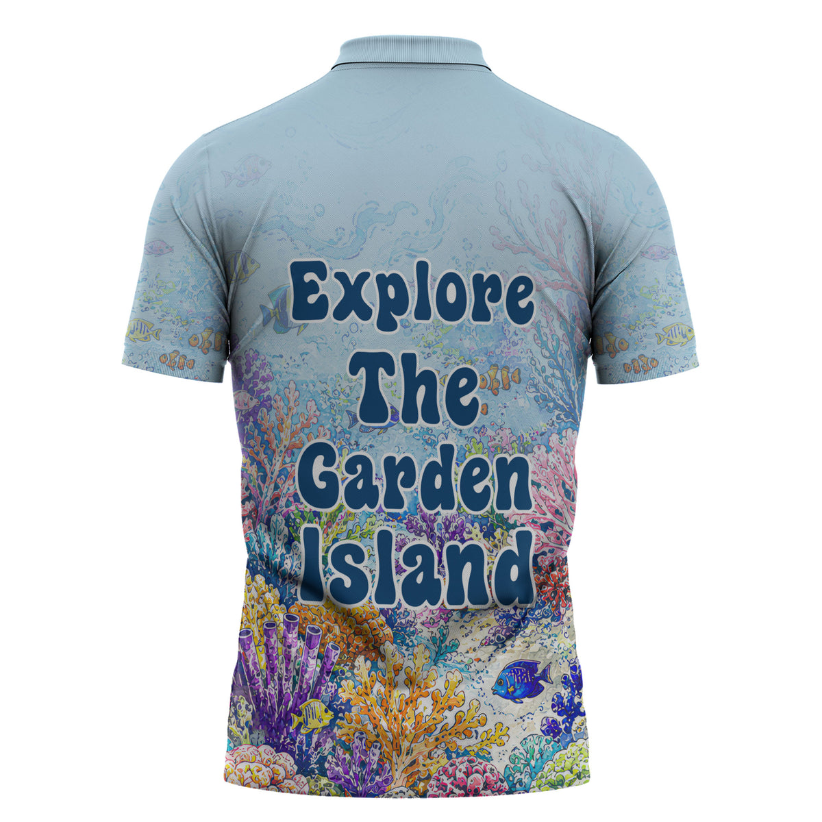 Fiji Taveuni Rainbow Reef Zipper Polo Shirt Scuba Diver Vibrant Undersea Coral Garden Watercolor TS04 - Polynesian Pride