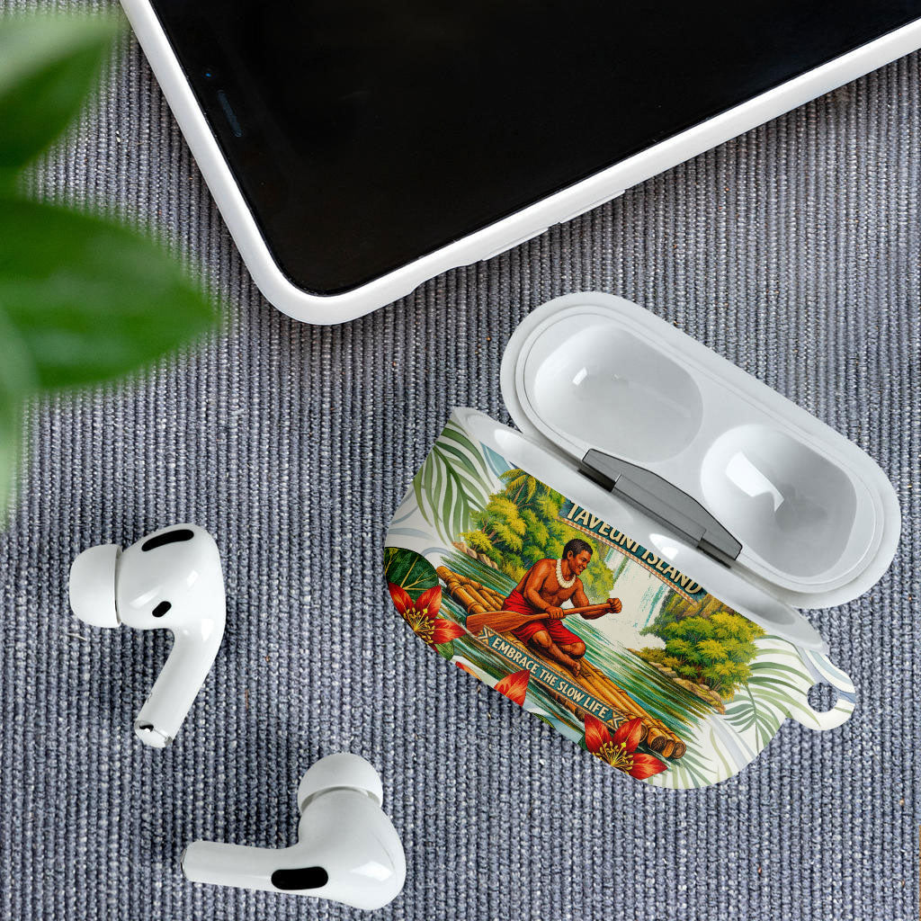 Fiji Taveuni Island Dateline Crossing AirPods Case Tropical Cultural Landscape With Tagimoucia Floral Pattern TS04 - Polynesian Pride