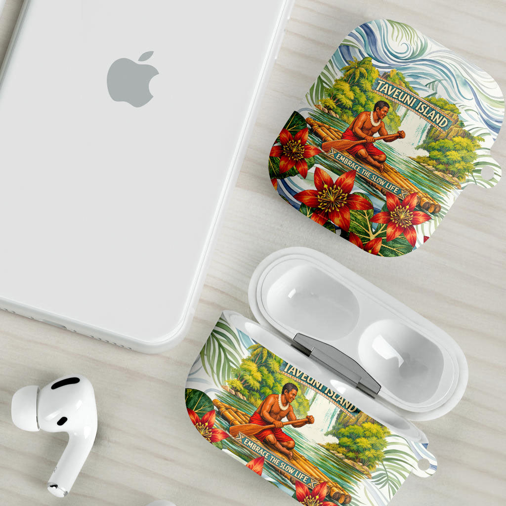 Fiji Taveuni Island Dateline Crossing AirPods Case Tropical Cultural Landscape With Tagimoucia Floral Pattern TS04 - Polynesian Pride