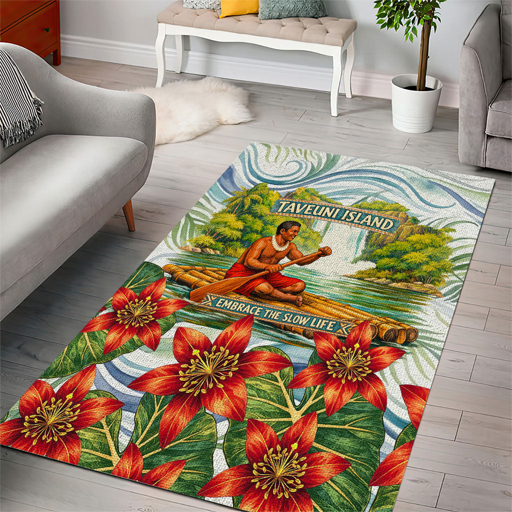 Fiji Taveuni Island Dateline Crossing Area Rug Tropical Cultural Landscape With Tagimoucia Floral Pattern TS04 - Polynesian Pride