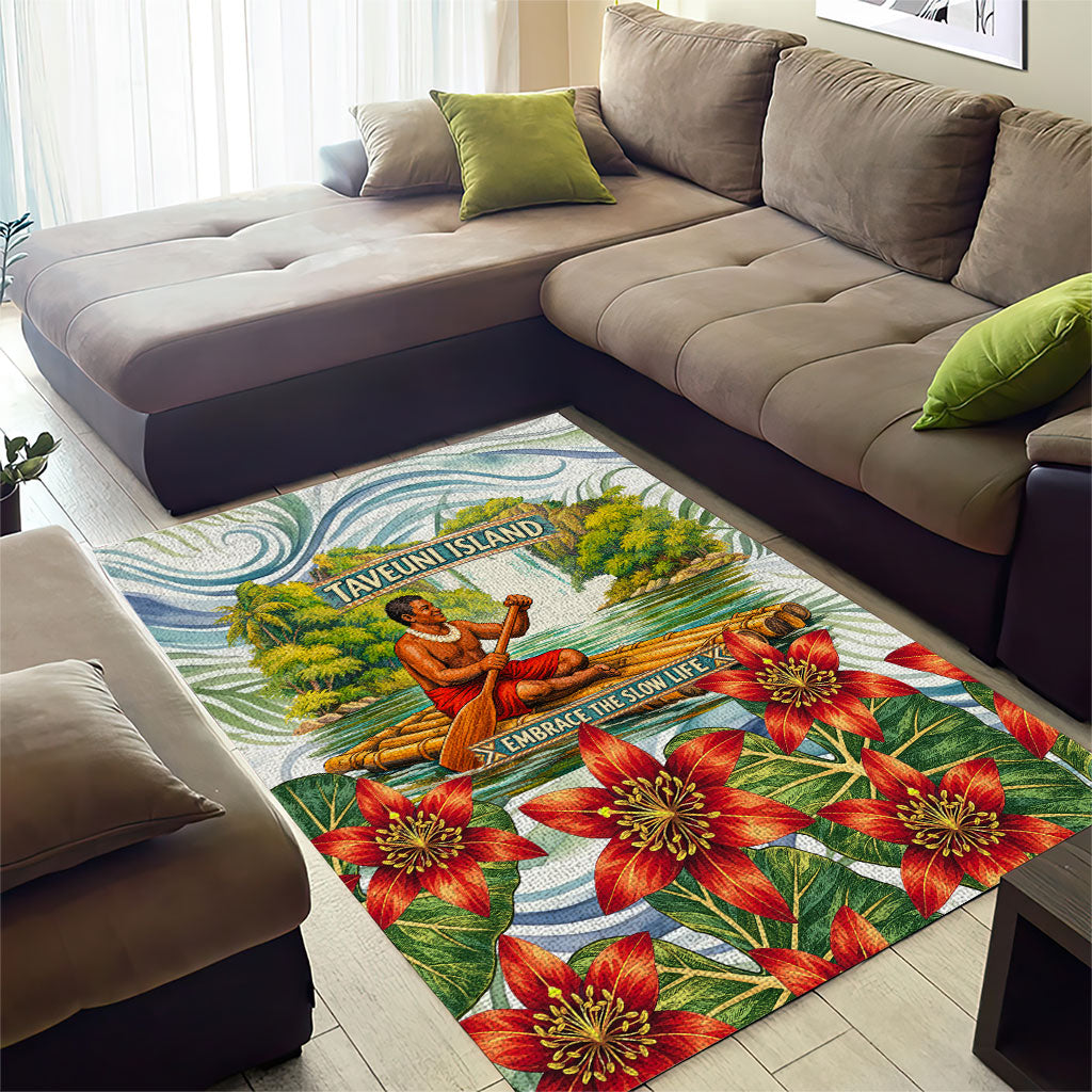 Fiji Taveuni Island Dateline Crossing Area Rug Tropical Cultural Landscape With Tagimoucia Floral Pattern TS04 - Polynesian Pride