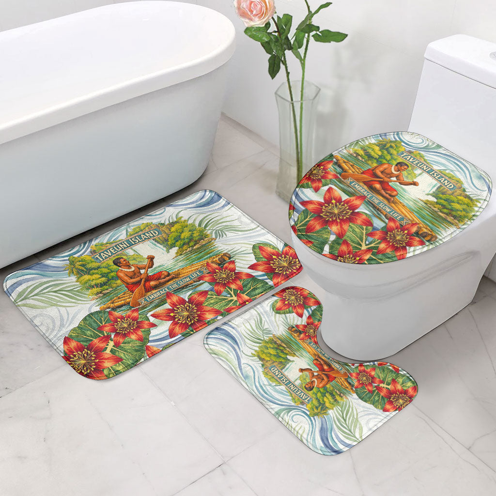 Fiji Taveuni Island Dateline Crossing Bathroom Set Tropical Cultural Landscape With Tagimoucia Floral Pattern TS04 - Polynesian Pride