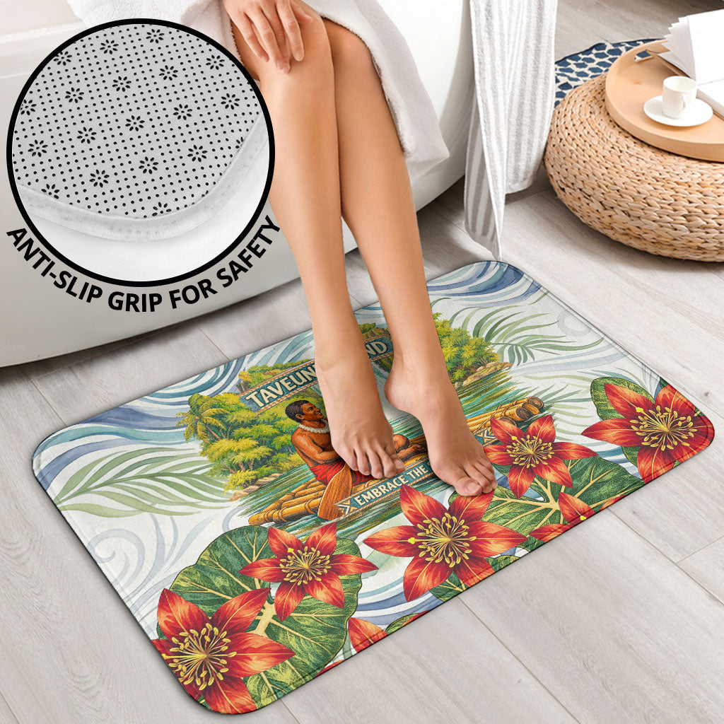 Fiji Taveuni Island Dateline Crossing Bathroom Set Tropical Cultural Landscape With Tagimoucia Floral Pattern TS04 - Polynesian Pride
