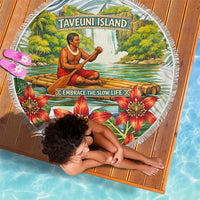 Fiji Taveuni Island Dateline Crossing Beach Blanket Tropical Cultural Landscape With Tagimoucia Floral Pattern TS04 - Polynesian Pride