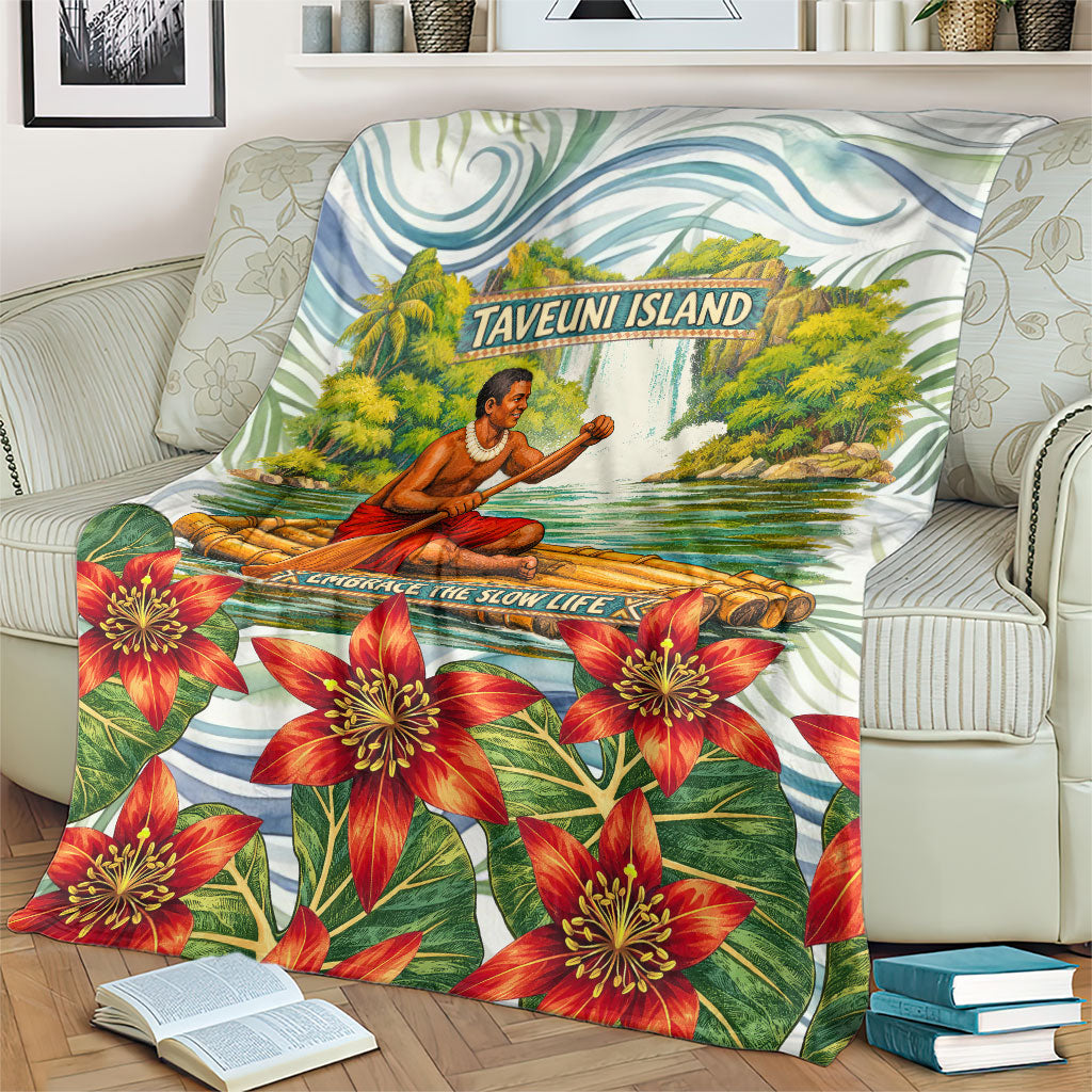 Fiji Taveuni Island Dateline Crossing Blanket Tropical Cultural Landscape With Tagimoucia Floral Pattern TS04 - Polynesian Pride