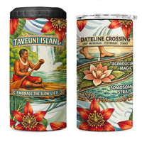 Fiji Taveuni Island Dateline Crossing 4 in 1 Can Cooler Tumbler Tropical Cultural Landscape With Tagimoucia Floral Pattern TS04 One Size: 16 oz White Green - Polynesian Pride