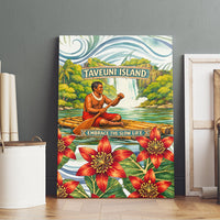 Fiji Taveuni Island Dateline Crossing Canvas Wall Art Tropical Cultural Landscape With Tagimoucia Floral Pattern TS04 - Polynesian Pride