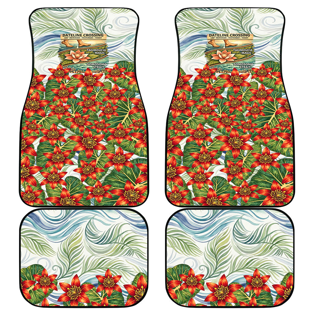 Fiji Taveuni Island Dateline Crossing Car Mats Tropical Cultural Landscape With Tagimoucia Floral Pattern TS04 - Polynesian Pride