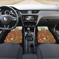 Fiji Taveuni Island Dateline Crossing Car Mats Tropical Cultural Landscape With Tagimoucia Floral Pattern TS04 Set 2pcs - Front White Green - Polynesian Pride