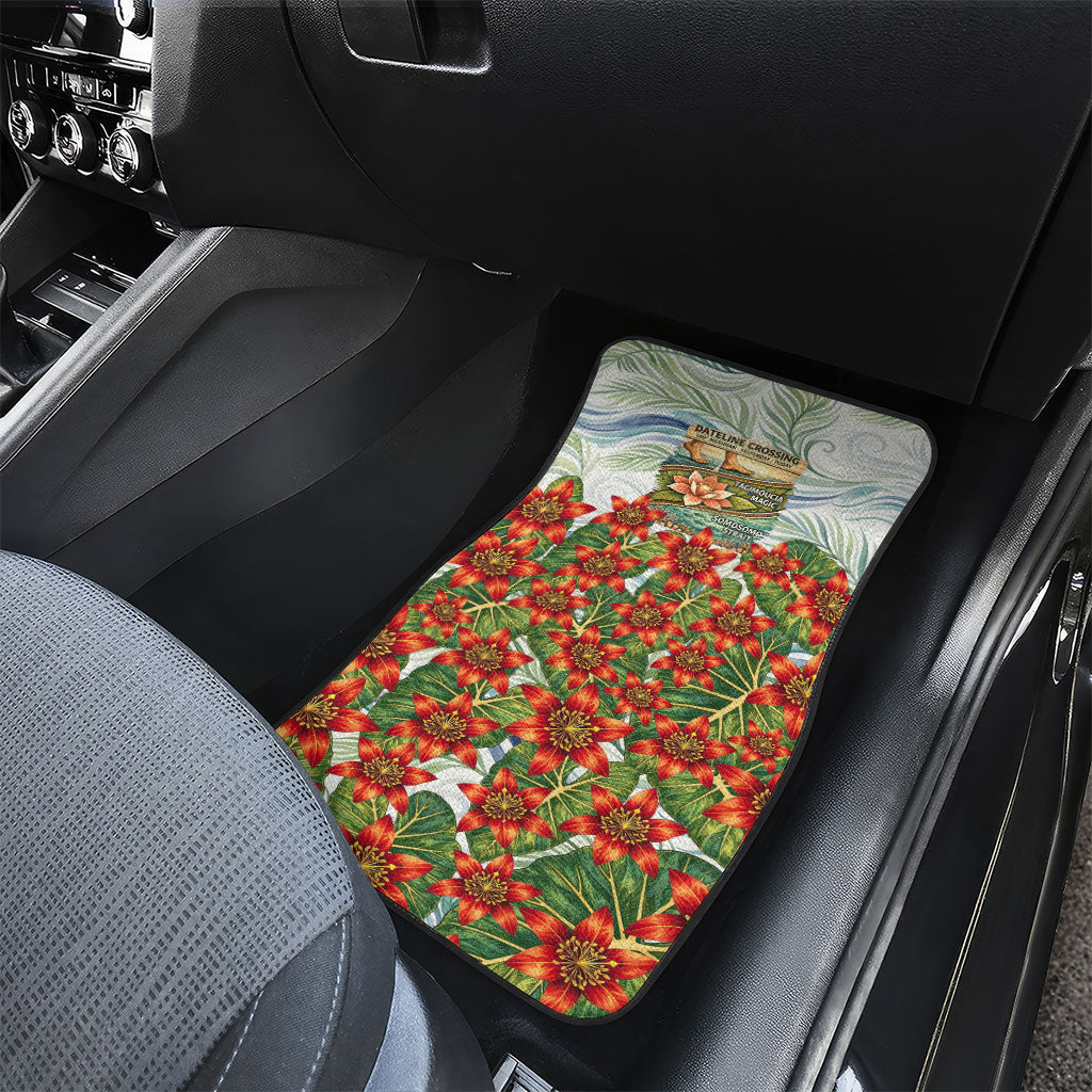 Fiji Taveuni Island Dateline Crossing Car Mats Tropical Cultural Landscape With Tagimoucia Floral Pattern TS04 - Polynesian Pride