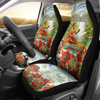 Fiji Taveuni Island Dateline Crossing Car Seat Cover Tropical Cultural Landscape With Tagimoucia Floral Pattern TS04 - Polynesian Pride