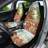 Fiji Taveuni Island Dateline Crossing Car Seat Cover Tropical Cultural Landscape With Tagimoucia Floral Pattern TS04 - Polynesian Pride