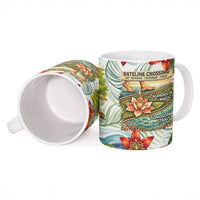 Fiji Taveuni Island Dateline Crossing Ceramic Mug Tropical Cultural Landscape With Tagimoucia Floral Pattern TS04 - Polynesian Pride