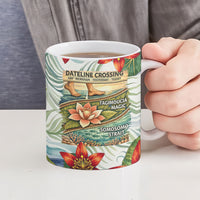 Fiji Taveuni Island Dateline Crossing Ceramic Mug Tropical Cultural Landscape With Tagimoucia Floral Pattern TS04 - Polynesian Pride