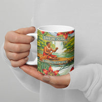 Fiji Taveuni Island Dateline Crossing Ceramic Mug Tropical Cultural Landscape With Tagimoucia Floral Pattern TS04 - Polynesian Pride