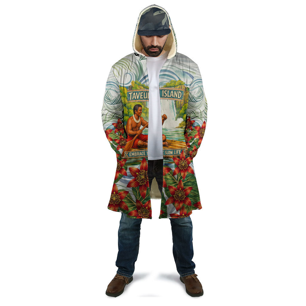 Fiji Taveuni Island Dateline Crossing Cloak Tropical Cultural Landscape With Tagimoucia Floral Pattern TS04 - Polynesian Pride