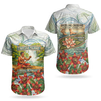 Fiji Taveuni Island Dateline Crossing Couples Matching Summer Maxi Dress and Hawaiian Shirt Tropical Cultural Landscape With Tagimoucia Floral Pattern TS04 - Polynesian Pride