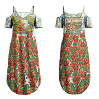Fiji Taveuni Island Dateline Crossing Couples Matching Summer Maxi Dress and Hawaiian Shirt Tropical Cultural Landscape With Tagimoucia Floral Pattern TS04 - Polynesian Pride