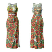 Fiji Taveuni Island Dateline Crossing Couples Matching Tank Maxi Dress and Long Sleeve Button Shirt Tropical Cultural Landscape With Tagimoucia Floral Pattern TS04 - Polynesian Pride