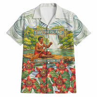 Fiji Taveuni Island Dateline Crossing Hawaiian Shirt Tropical Cultural Landscape With Tagimoucia Floral Pattern TS04 White Green - Polynesian Pride